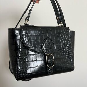 Banana Republic Black Crocodile-Embossed bag